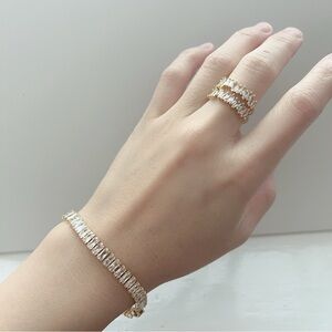 Elegant Gold and Silver Bracelet and Ring Set